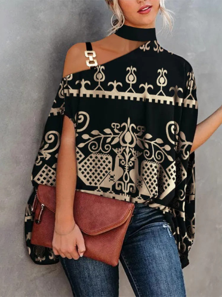 DivaBlouse™ Oversized Halterneck Blouse
