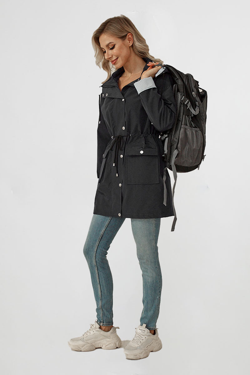 ZOE - STRIPED CARBON BLACK JACKET