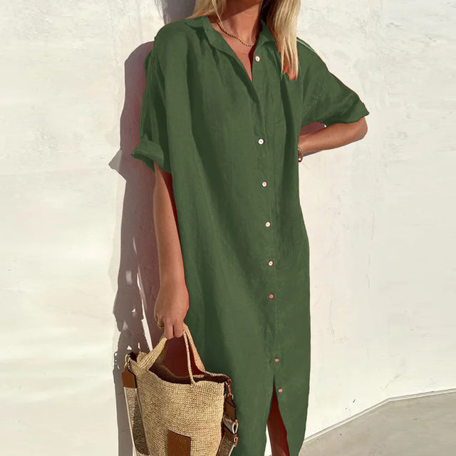DressPolo™ Plain Cotton Shirt Dress