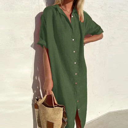 DressPolo™ Plain Cotton Shirt Dress