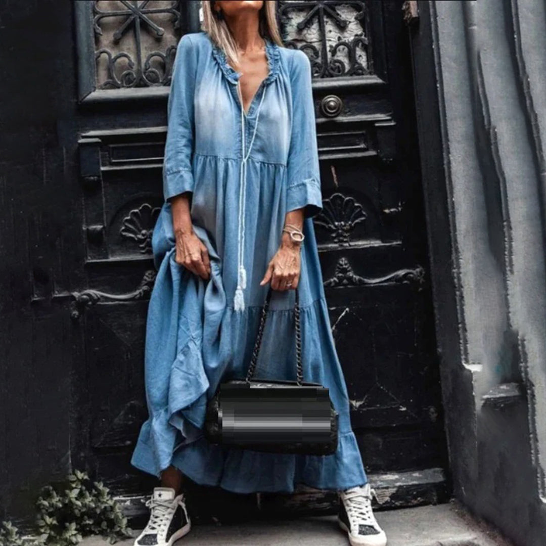 Paula | Denim Maxi Dress