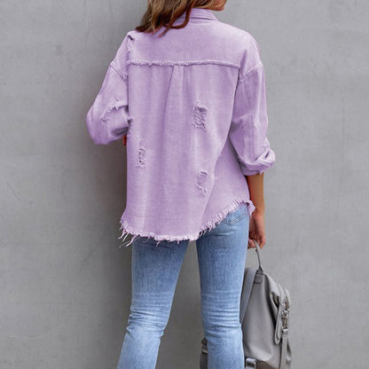 Thea - Tattered Denim Jacket