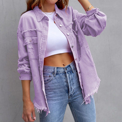Thea - Tattered Denim Jacket