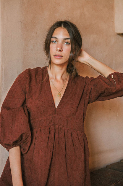 Amy Sophisticated Mini Dress - chocolate cotton