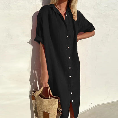 DressPolo™ Plain Cotton Shirt Dress