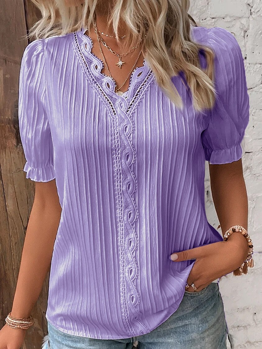 Anna™ | Lace blouse with puff sleeves