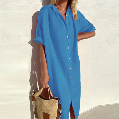 DressPolo™ Plain Cotton Shirt Dress