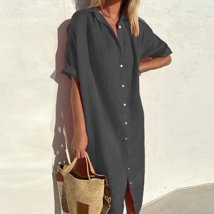 DressPolo™ Plain Cotton Shirt Dress