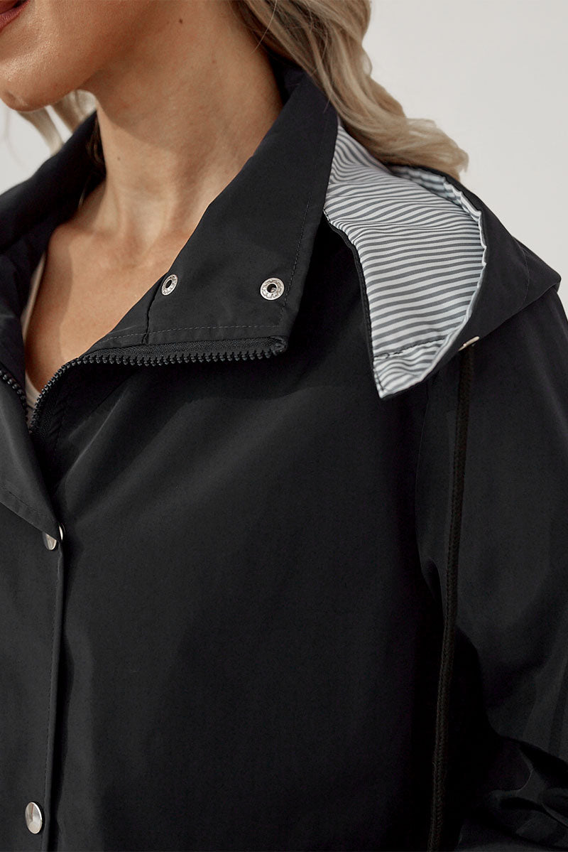 ZOE - STRIPED CARBON BLACK JACKET