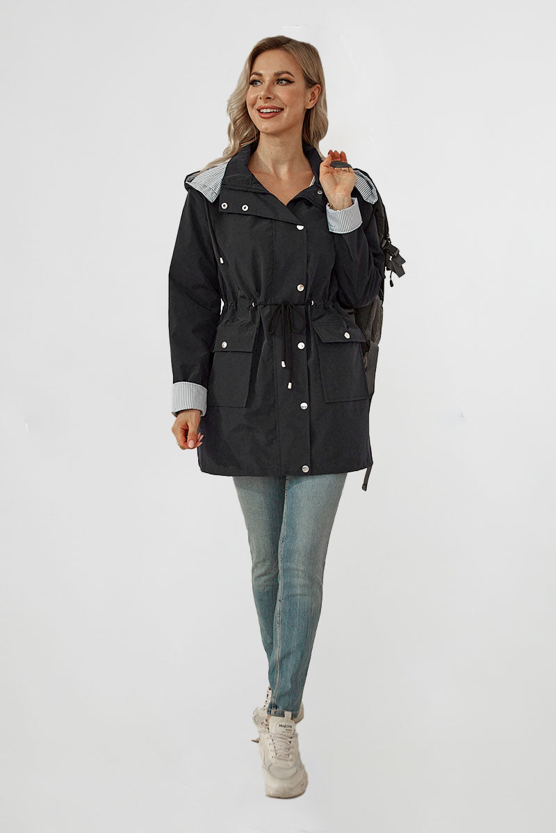 ZOE - STRIPED CARBON BLACK JACKET